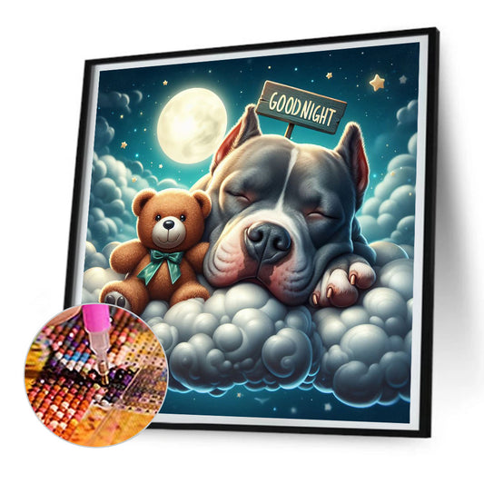 Good Night Bear And Puppy - Full Round Drill Diamond Painting 30*30CM