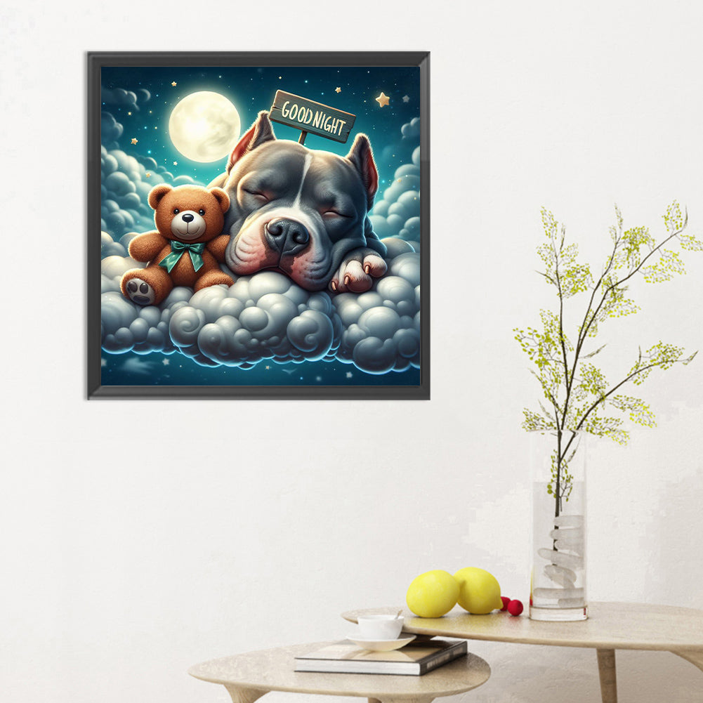 Good Night Bear And Puppy - Full Round Drill Diamond Painting 30*30CM