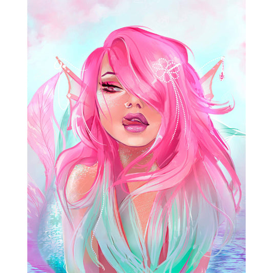 Painted Pink Mermaid - Full Square Drill Diamond Painting 40*50CM