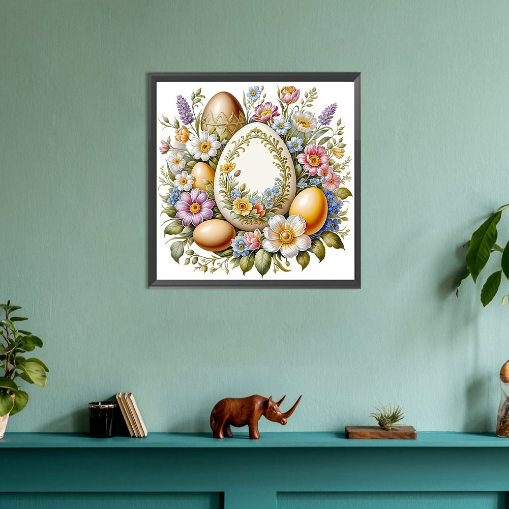 Easter Eggs Among Flowers - Full Round Drill Diamond Painting 30*30CM