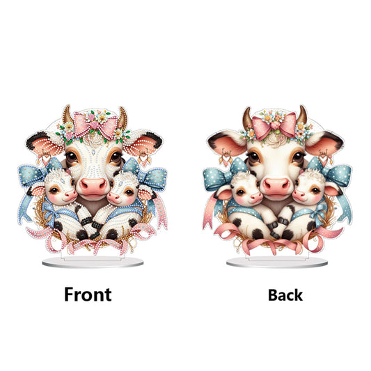 Double Side Special Shaped Cartoon Milk Cow Diamond Painting Desktop Decoration