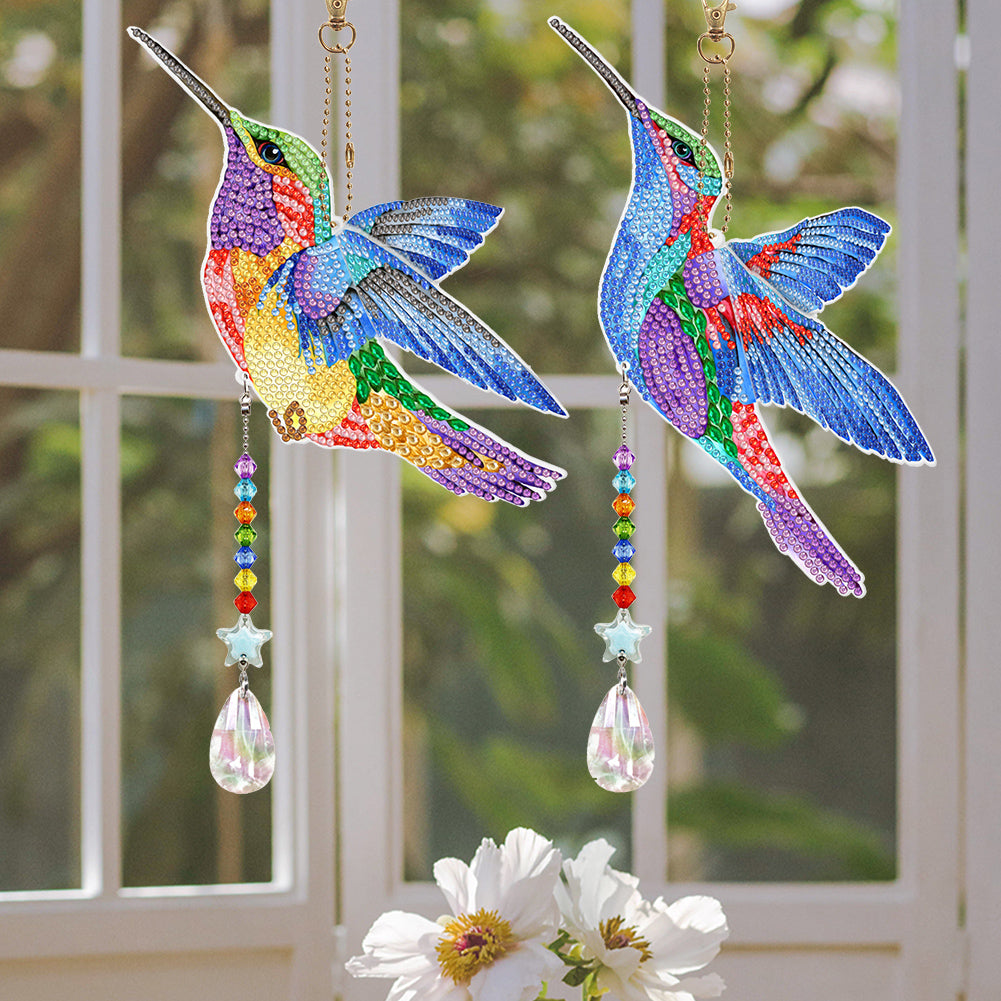 Suncatcher Hummingbird Diamond Painting Hanging Sign Double Sided (SMDZ302)