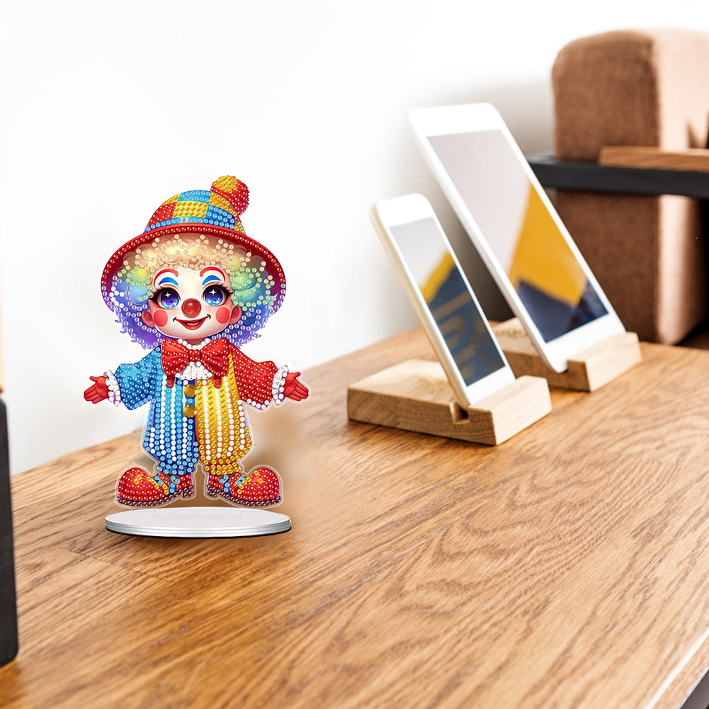 Acrylic Q Version Clown Table Top Diamond Painting Ornament Kits for Home Decor