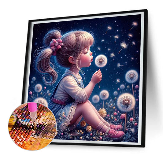 Dandelion Girl - Full Round Drill Diamond Painting 30*30CM
