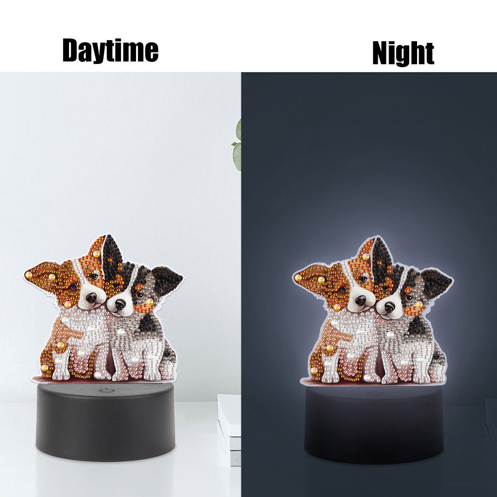 Cute Animal Diamond Painting LED Lamp Diamond Painting Night Light (Dog)