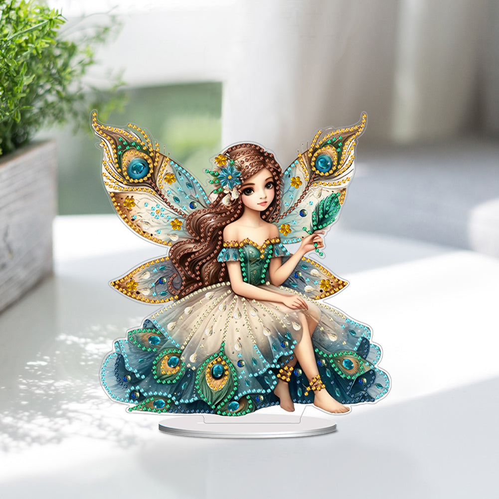 Acrylic Peacock Fairy Girl 5D DIY Diamond Art Tabletop Decorations Bedroom Decor