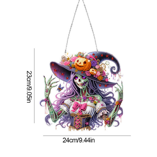 Acrylic Special Shaped Pumpkin Witch Hanging Diamond Art Kits Bedroom Decoration