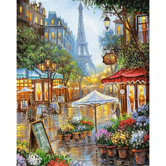 Paris Street Scene - Full AB Round Drill Diamond Painting 40*50CM