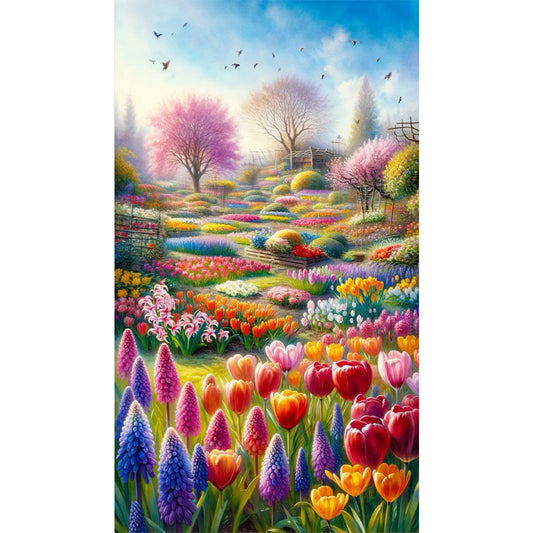 Beautiful Flower Fields - Full AB Round Drill Diamond Painting 40*70CM