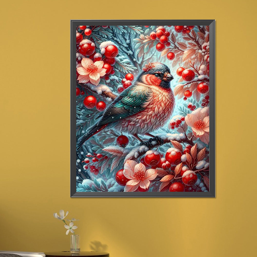 Winter Red Fruit Bird - Full Square Drill Diamond Painting 40*50CM
