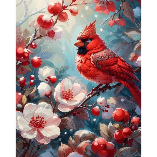 Winter Red Fruit Bird - Full Square Drill Diamond Painting 40*50CM