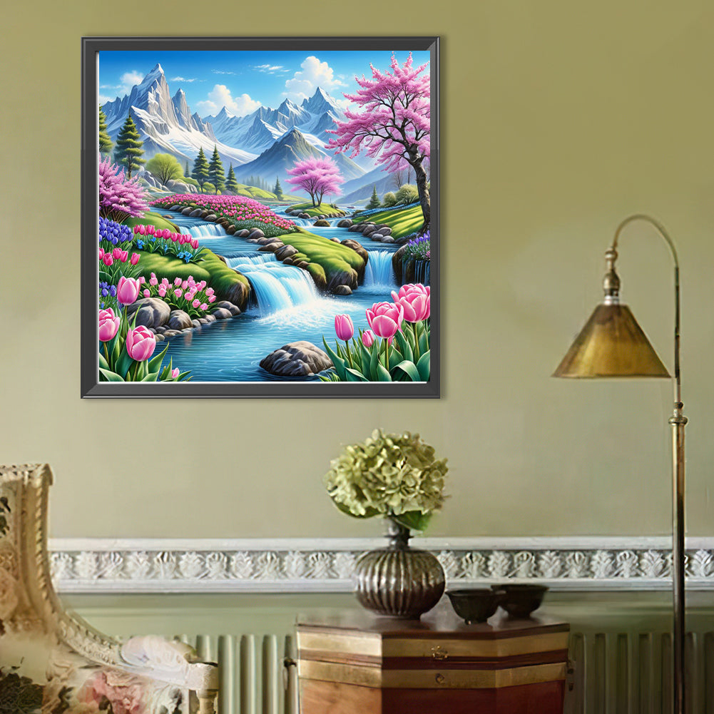 Landscape, Flowers And Birds - Full Round Drill Diamond Painting 50*50CM