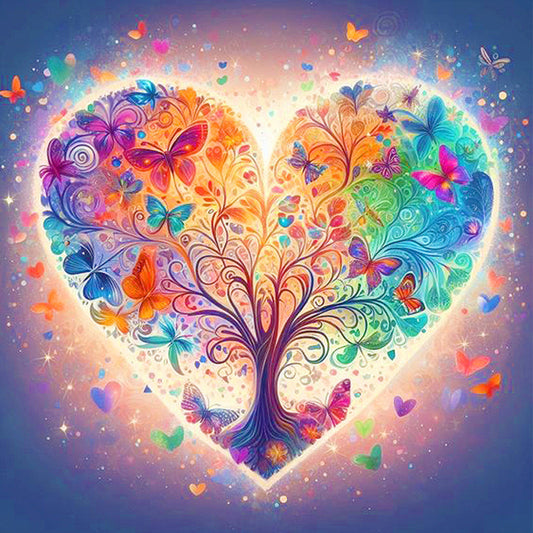 Butterfly Love Tree - Full AB Round Drill Diamond Painting 40*40CM