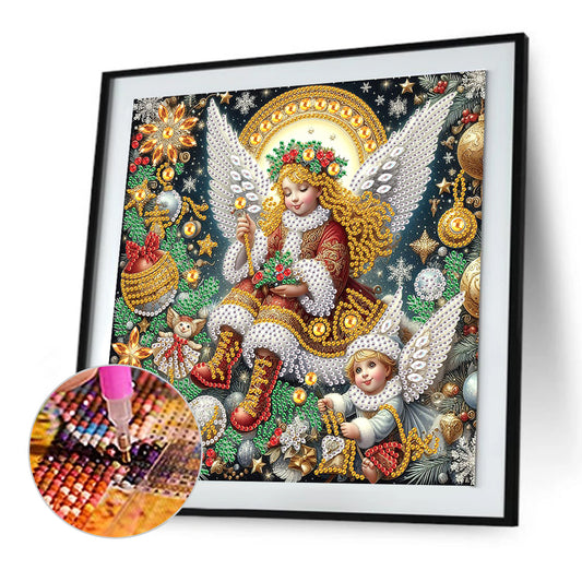 Christmas Atmosphere Angel - Special Shaped Drill Diamond Painting 30*30CM