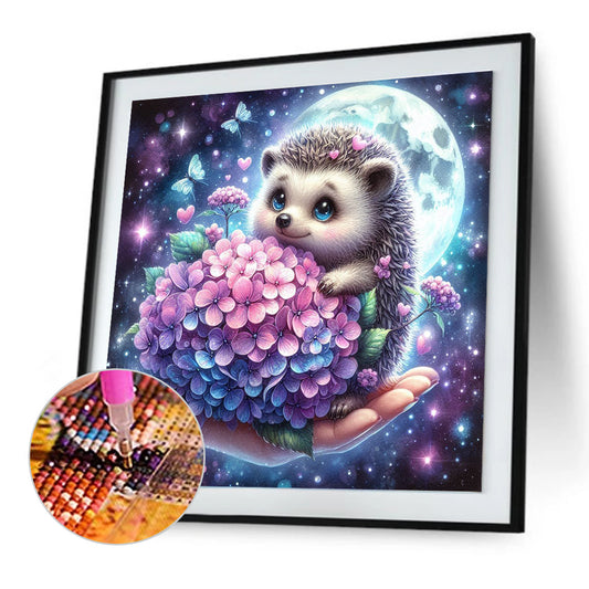 Hedgehog And Flowers - Full Round Drill Diamond Painting 30*30CM