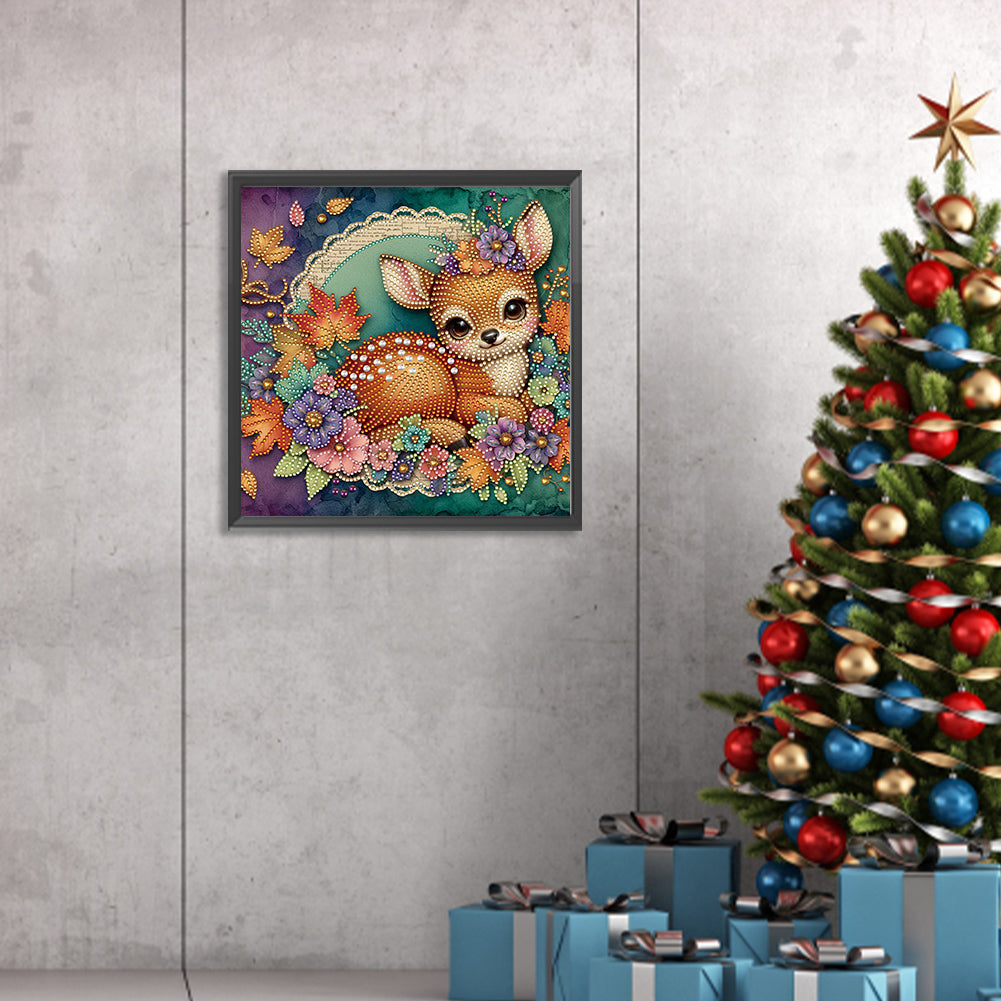 Fall Elk - Partial Special-Shaped Drill Diamond Painting 30*30CM