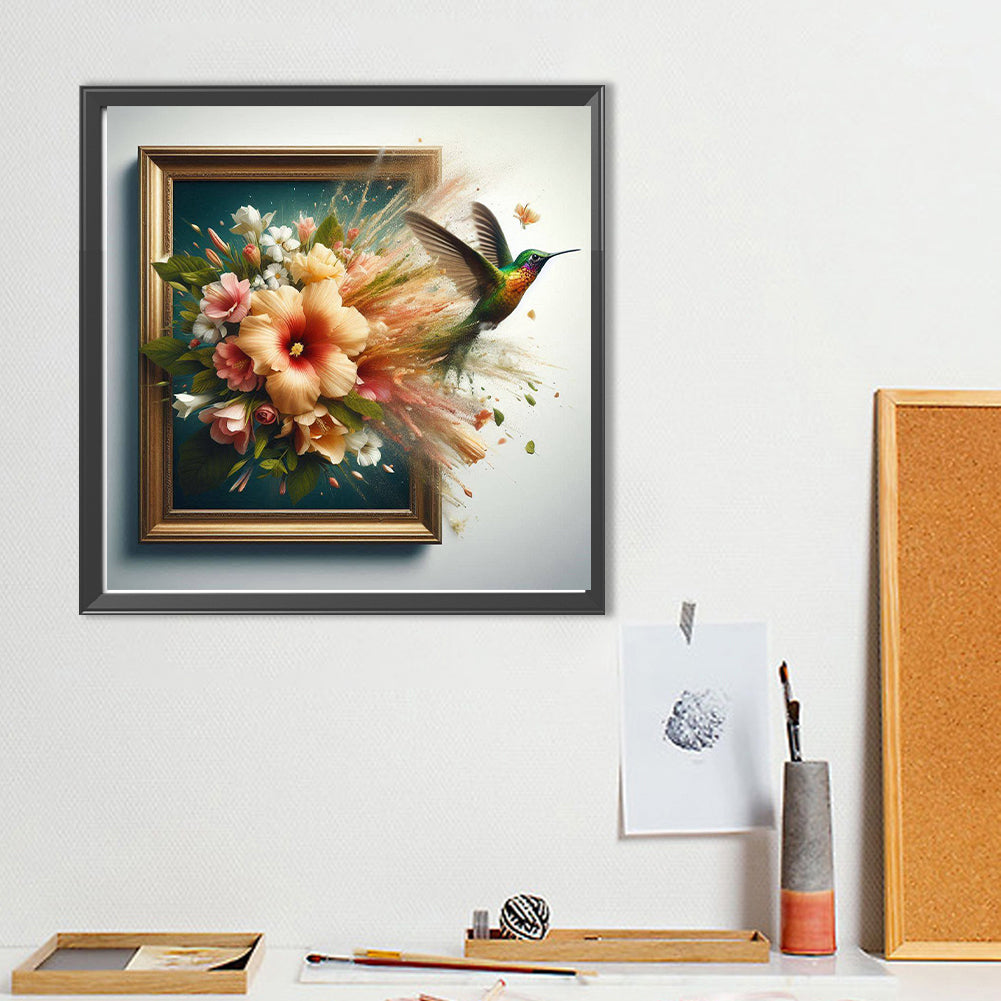 Little Hummingbird Running Out Of The Frame - Full Round Drill Diamond Painting 40*40CM