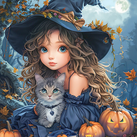 Autumn Witch - Full AB Round Drill Diamond Painting 40*40CM