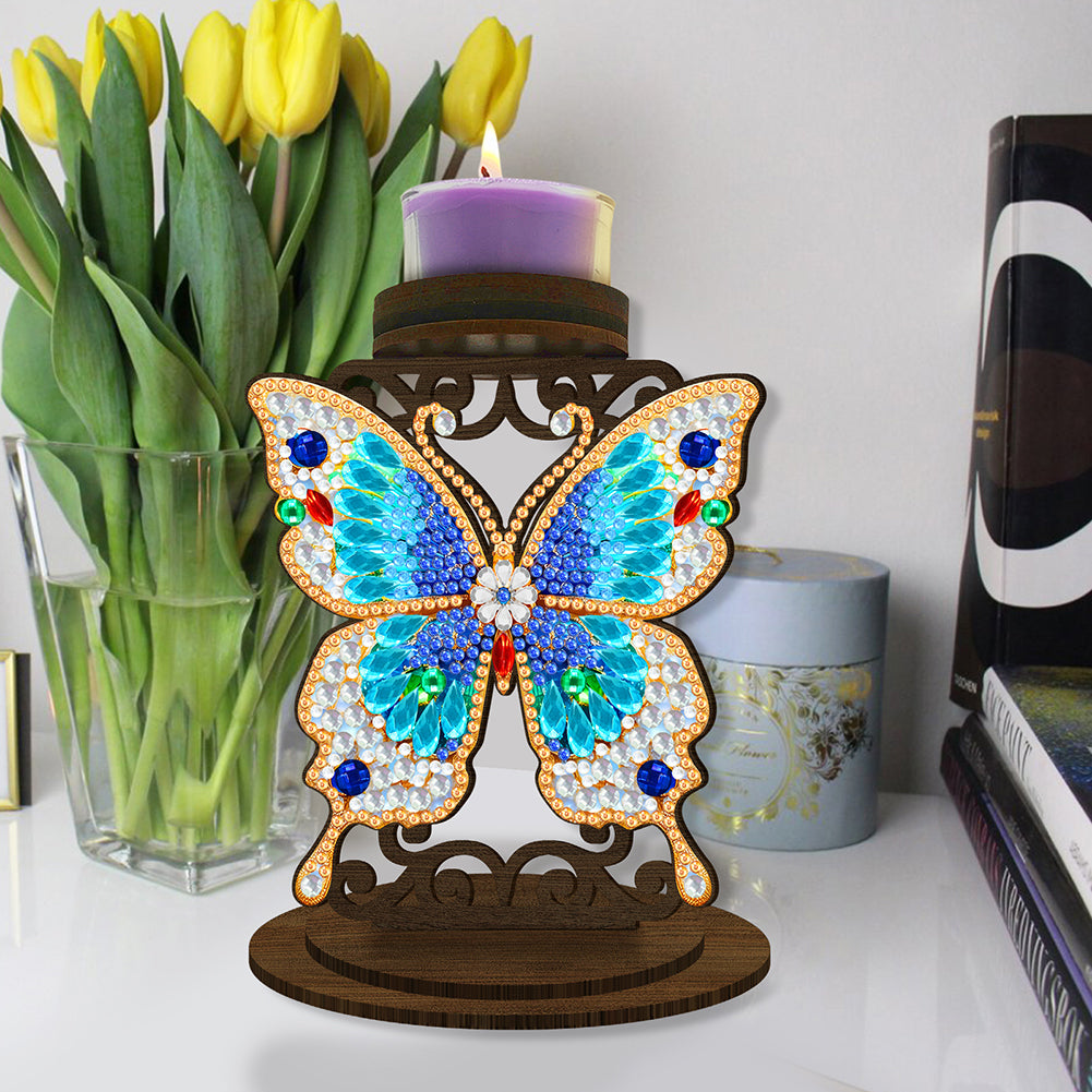 Animal Desktop 5D DIY Diamond Painting Art Candle Holder Home Decor (Butterfly)