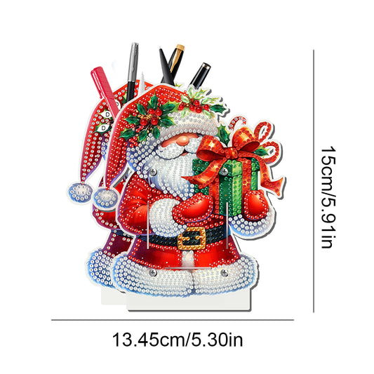Acrylic Special Shape Double Side Santa Claus Diamond Painting Pencil Holder