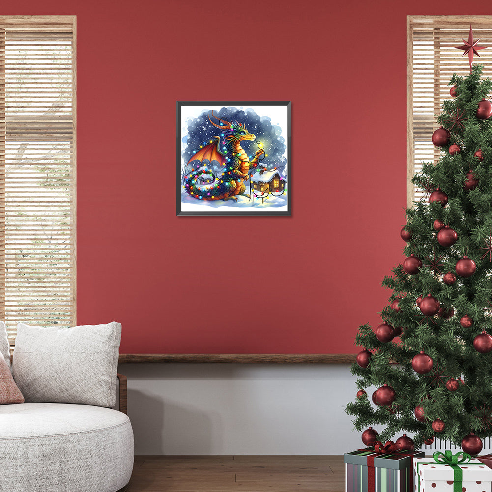 Dragon And Snow House - Full Round Drill Diamond Painting 40*40CM