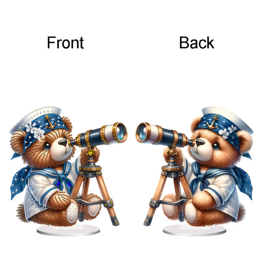 Acrylic Special Shape Sailing Bear DIY Diamond Painting Desktop Ornaments