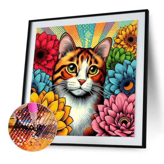Orange And White Cat - Full Round Drill Diamond Painting 40*40CM