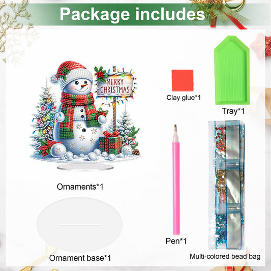 Acrylic Special Shape Christmas Snowman DIY Diamond Painting Desktop Ornaments