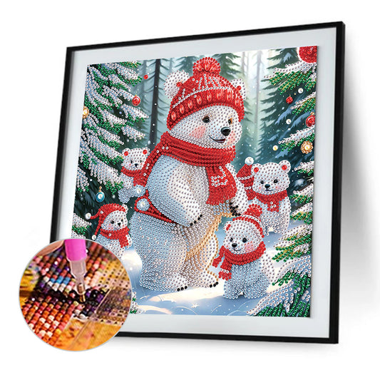 Winter Snow Scene Polar Bear - Partial Special-Shaped Drill Diamond Painting 30*30CM