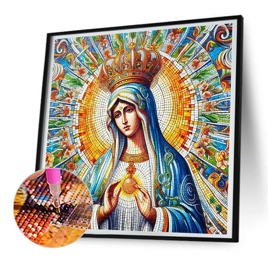 Glass Painting Of Madonna - Full Round Drill Diamond Painting 30*30CM