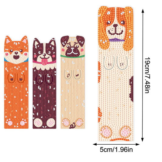 4Pcs Dog DIY Diamond Painting Bookmarks Making Kit Diamond Art Bookmark