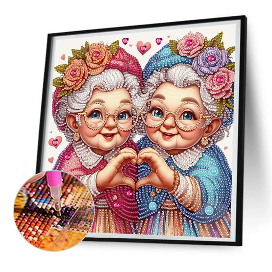 Cute Old Grandma - Partial Special-Shaped Drill Diamond Painting 30*30CM