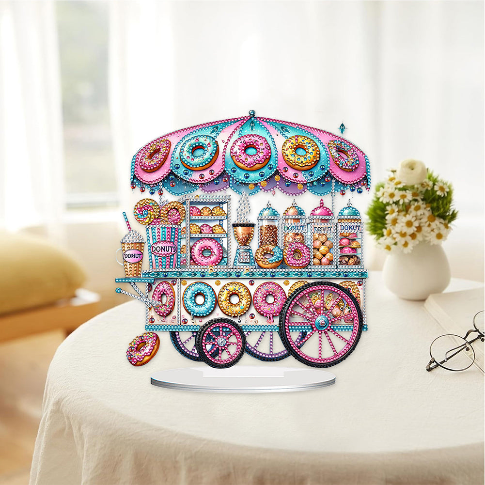 Acrylic Special Shape Donut Cart Diamond Painting Desktop Ornaments for Beginner