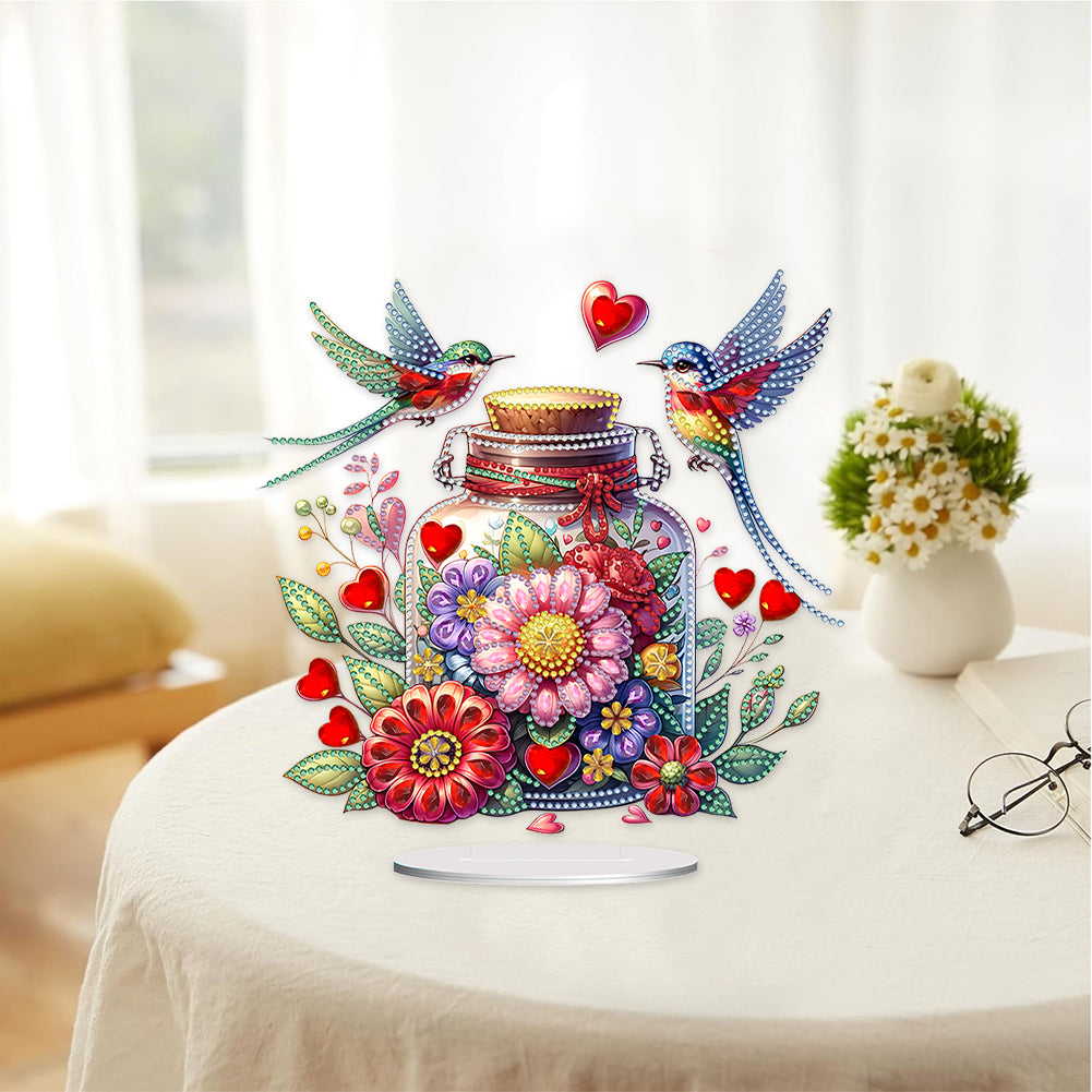 Acrylic Special Shaped Flower Bird Wish Bottle Desktop Diamond Art Kits for Home