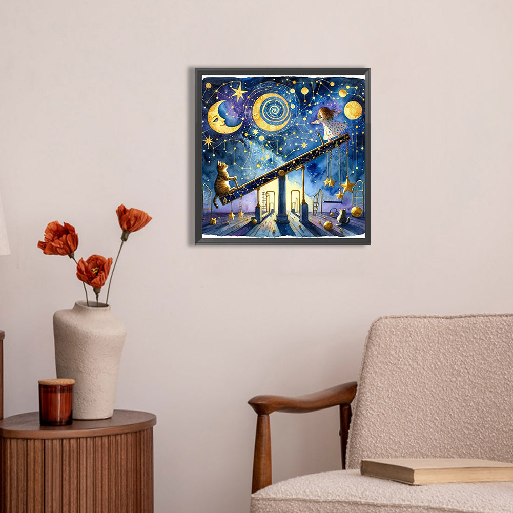 Starry Sky Playground Children - Full AB Round Drill Diamond Painting 30*30CM