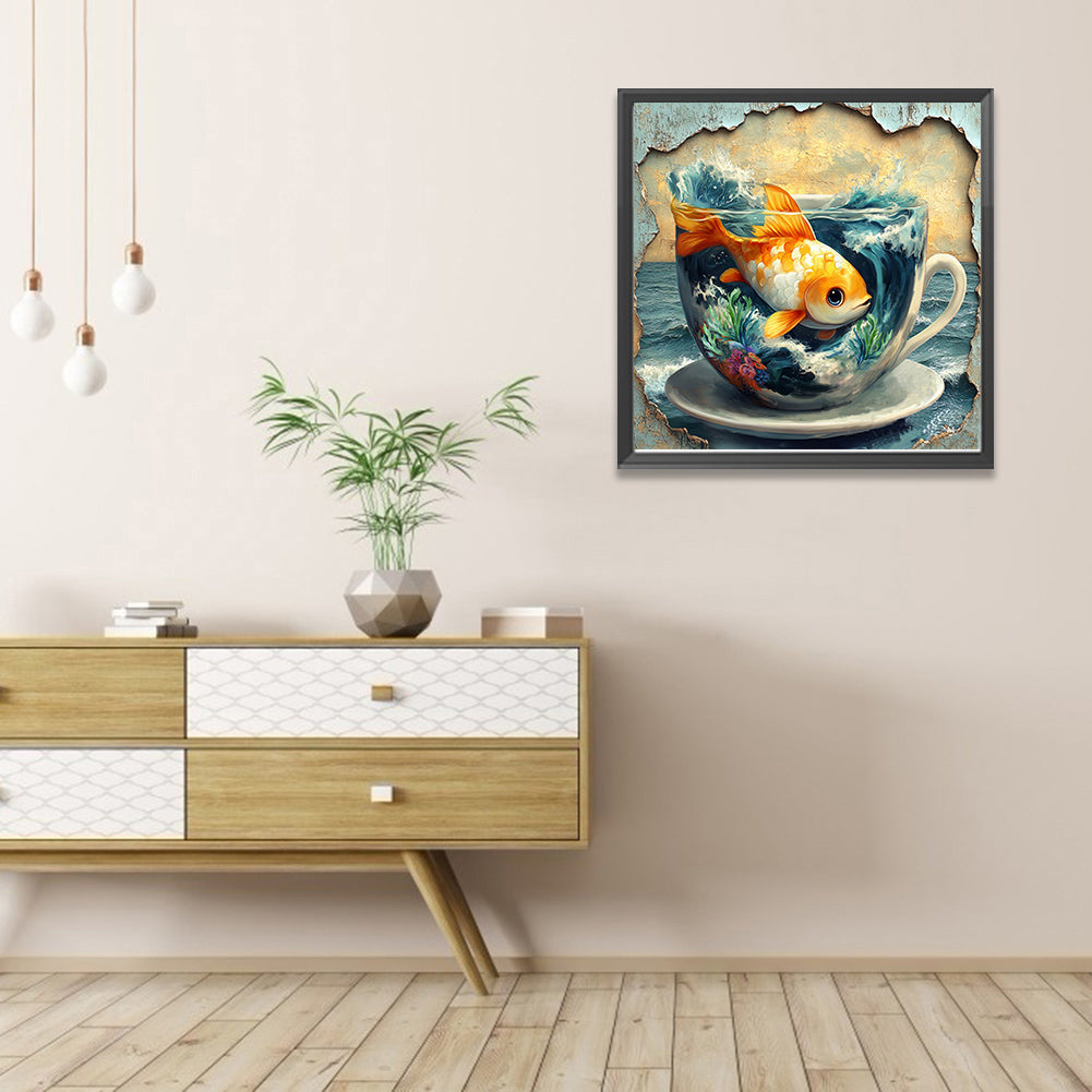 Goldfish In A Cup - Full AB Round Drill Diamond Painting 40*40CM