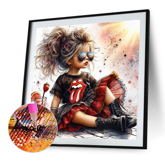 Cute Girl With Big Eyes - Full Round Drill Diamond Painting 40*40CM