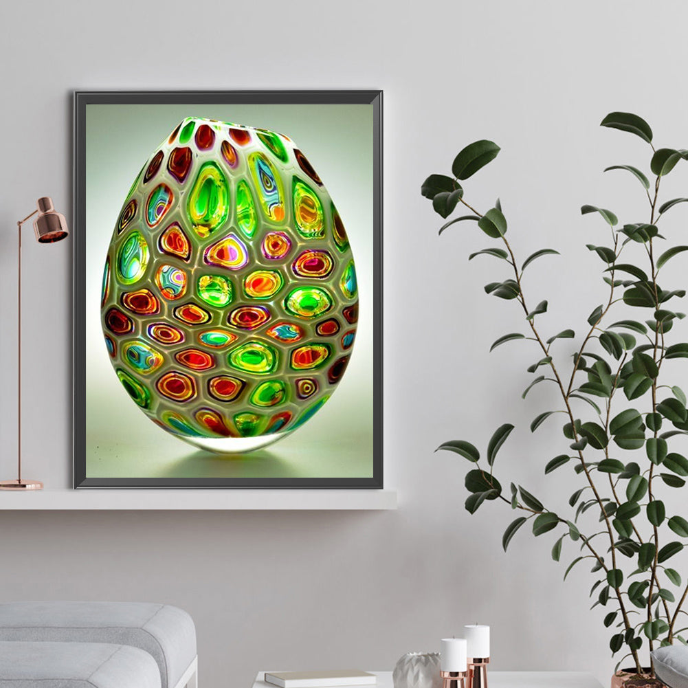 Green Spotted Vase - Full Round Drill Diamond Painting 30*40CM