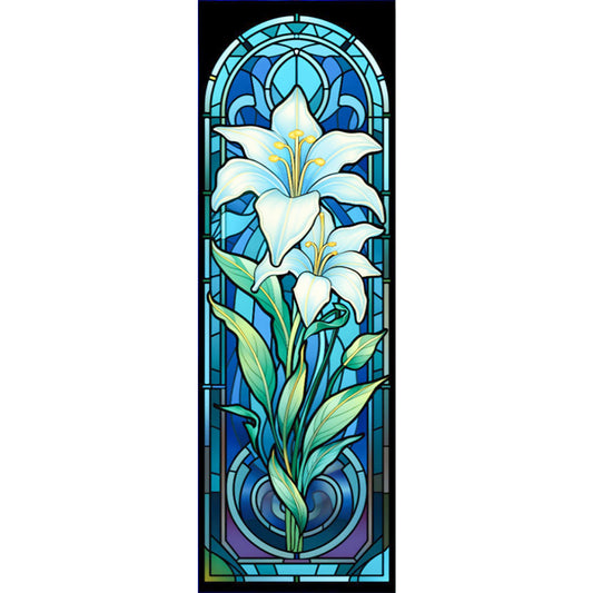 Lily Glass Painting - Full AB Round Drill Diamond Painting 30*90CM