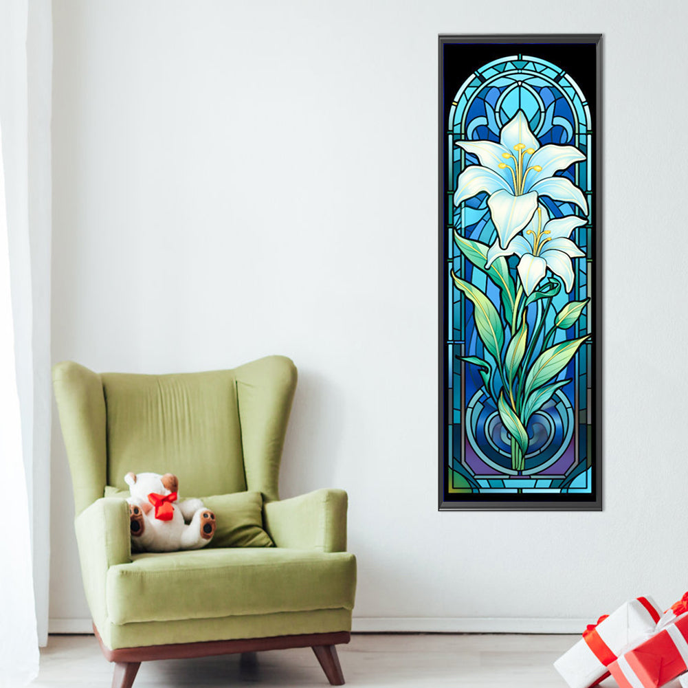 Lily Glass Painting - Full AB Round Drill Diamond Painting 30*90CM