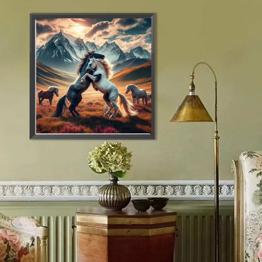 Fighting Horse - Full Round Drill Diamond Painting 40*40CM