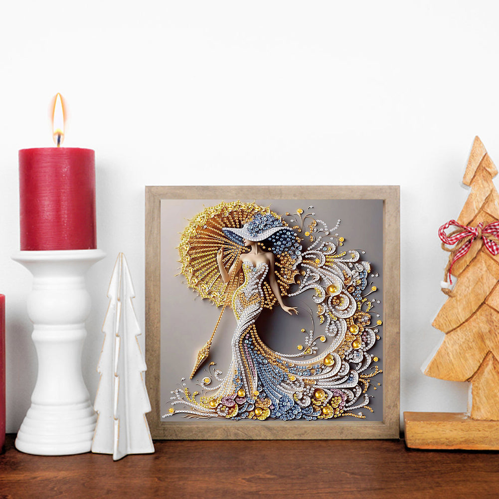 Woman With A Beautiful Skirt - Special Shaped Drill Diamond Painting 30*30CM