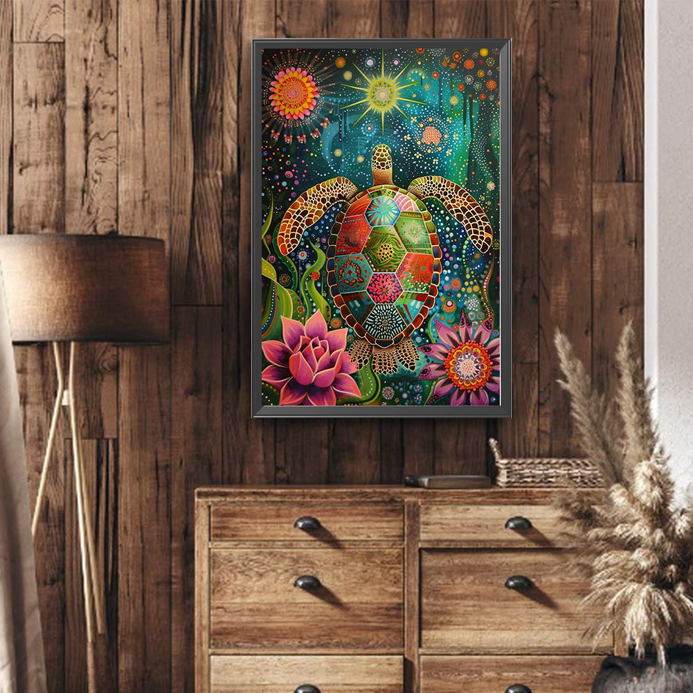 Flower Turtle - Full Round Drill Diamond Painting 40*60CM