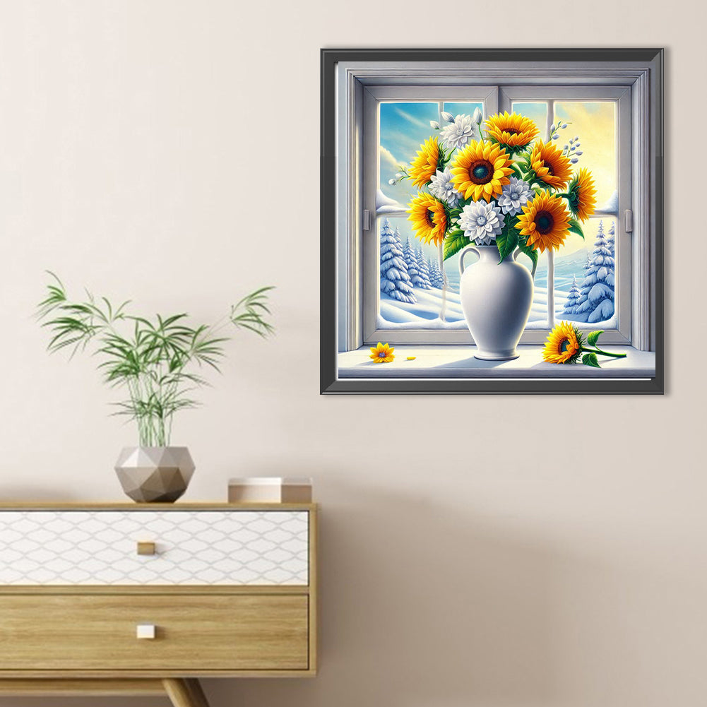 Sunflower Vase - Full Round Drill Diamond Painting 40*40CM