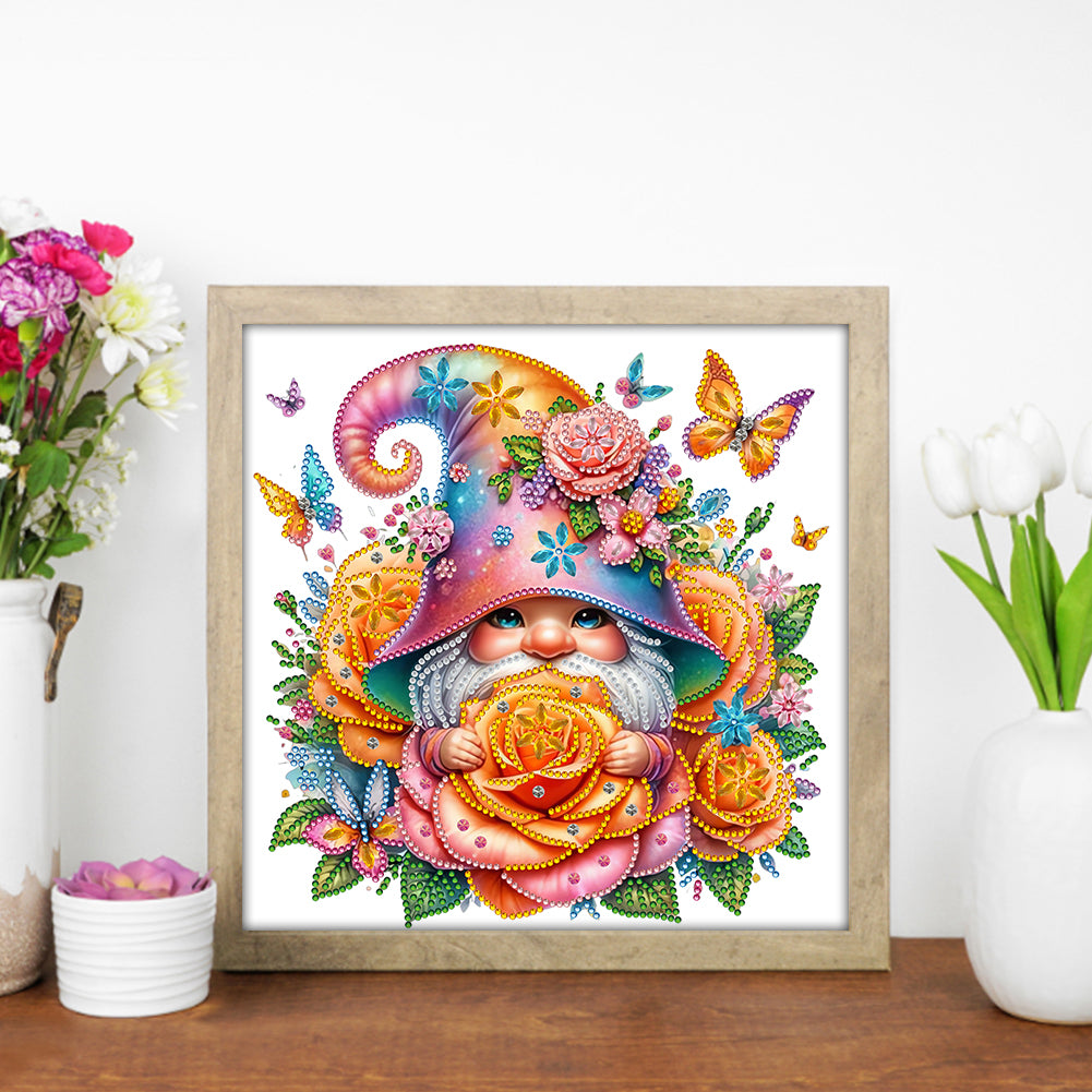 Gnome Flower - Special Shaped Drill Diamond Painting 30*30CM