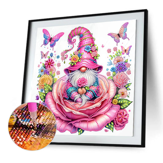 Rose And Gnome - Special Shaped Drill Diamond Painting 30*30CM