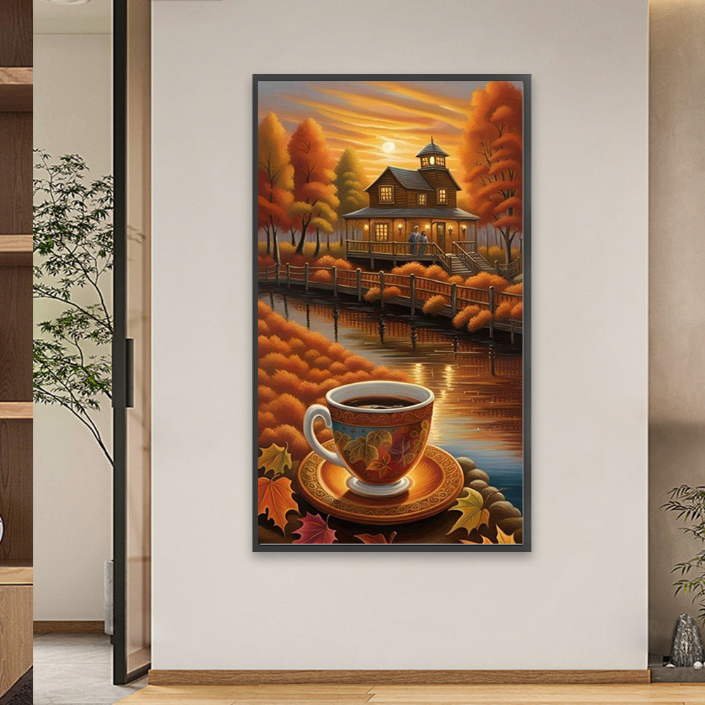 Autumn Coffee Leisure Time - Full Square Drill Diamond Painting 40*70CM