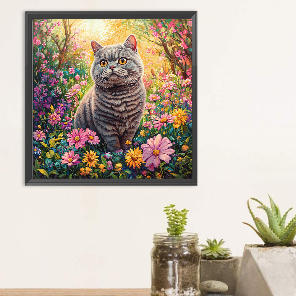 Cat In The Bush - Full Round Drill Diamond Painting 30*30CM