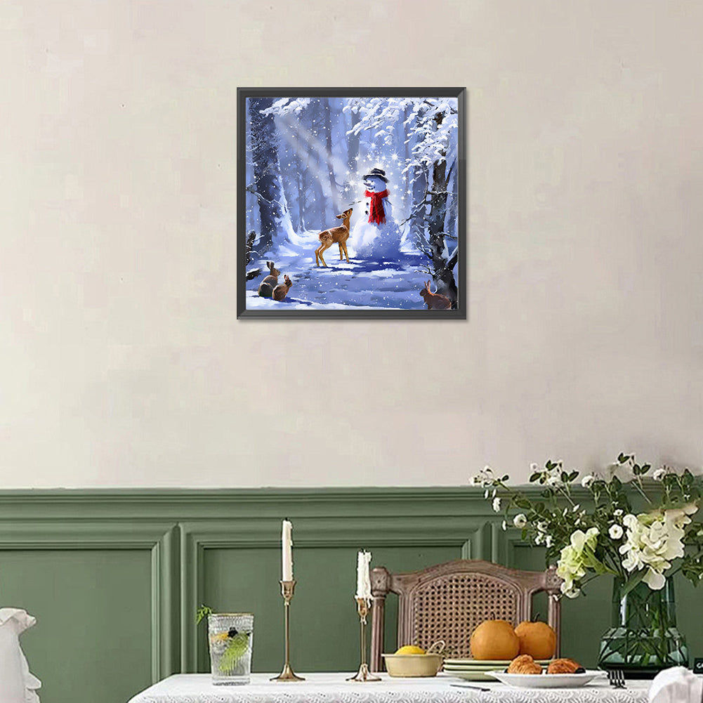 Deer And Snowman - Full Square Drill Diamond Painting 40*40CM