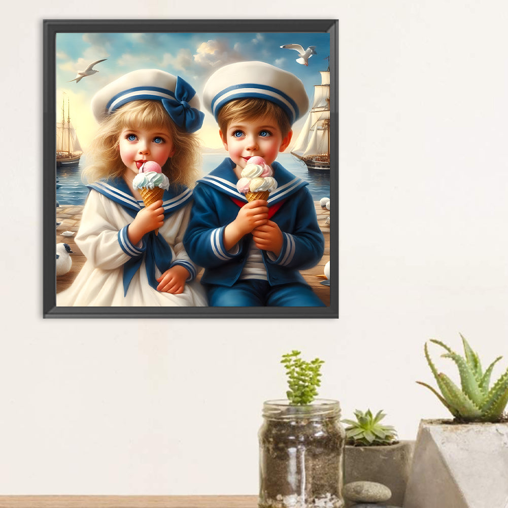 Navy Kids - Full Round Drill Diamond Painting 30*30CM